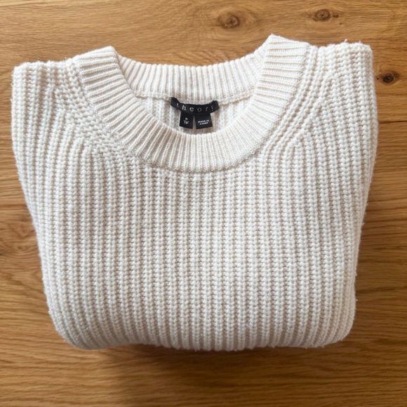 Theory Barda Fine Haven Wool Cashmere Sweater in Ivory Size P/TP - Picture 10 of 10